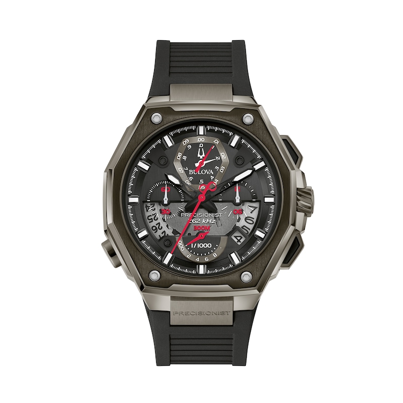 Men's Bulova Precisionist Two-Tone Chronograph Strap Watch with Black Dial (Model: 98B358)