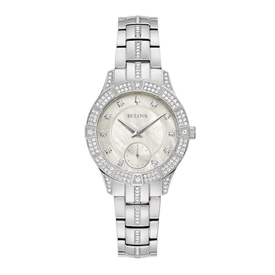 Ladies' Bulova Phantom Crystal Accent Watch with Mother-of-Pearl Dial (Model: 96L291)