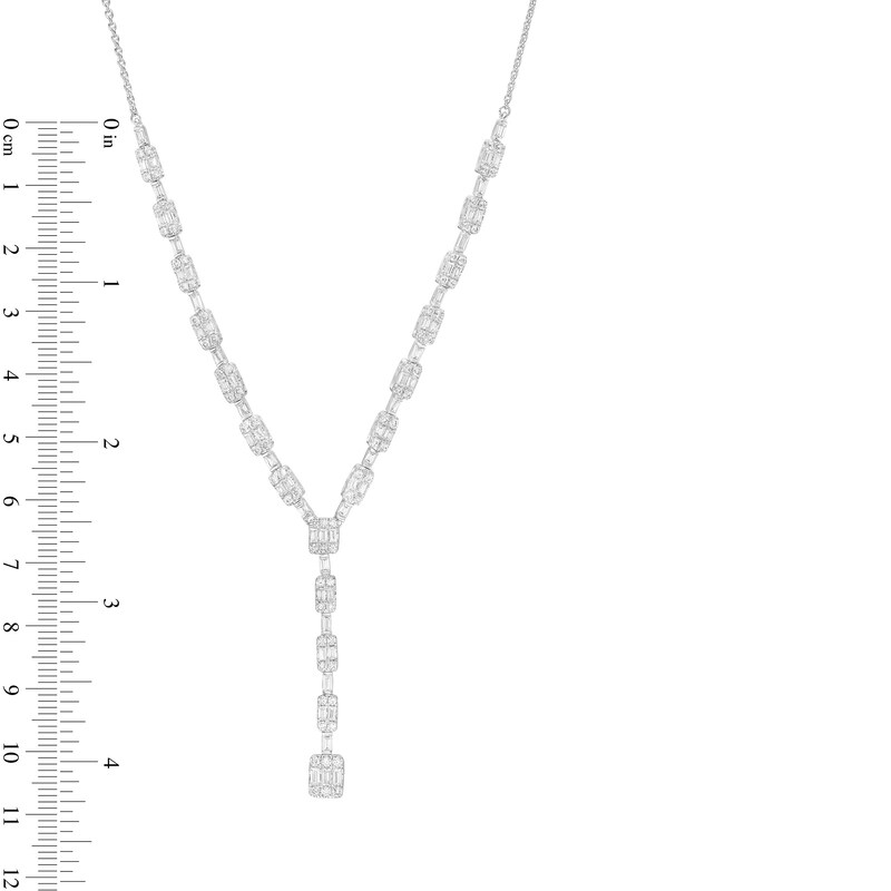 2.00 CT. T.W. Baguette and Round Diamond "Y" Necklace in 10K White Gold