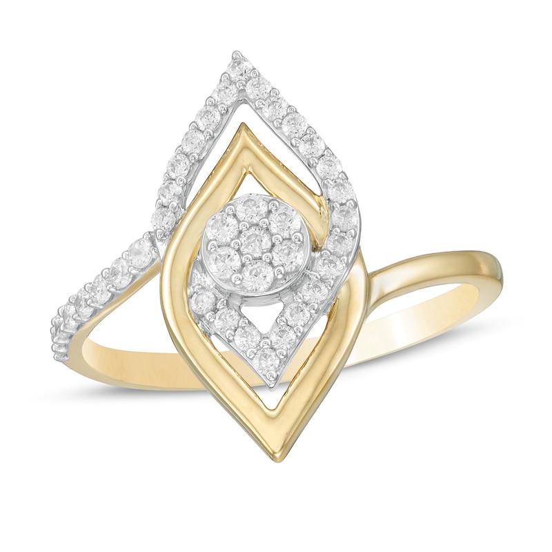 Main Image 1 of 0.30 CT. T.W. Composite Diamond Interlocking Flame Ring in 10K Gold