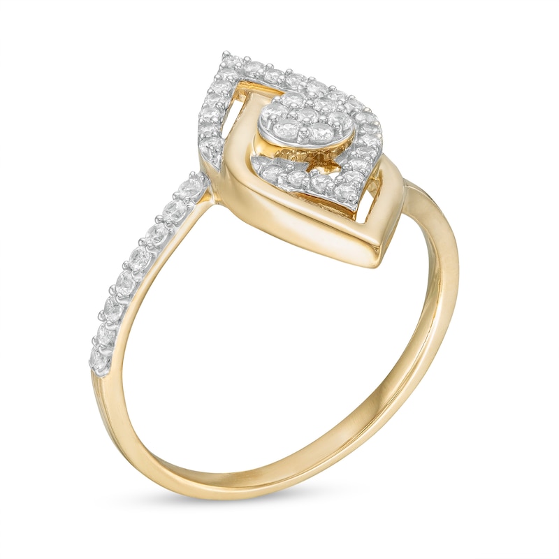 Main Image 3 of 0.30 CT. T.W. Composite Diamond Interlocking Flame Ring in 10K Gold
