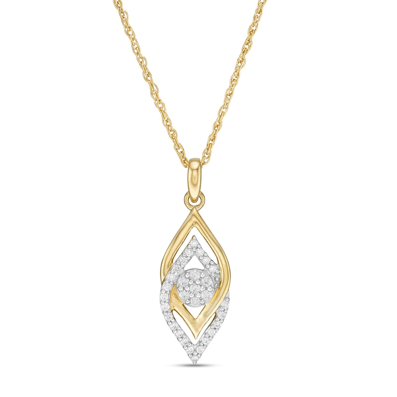 Main Image 1 of 0.15 CT. T.W. Composite Diamond Interlocking Flames Pendant in 10K Gold