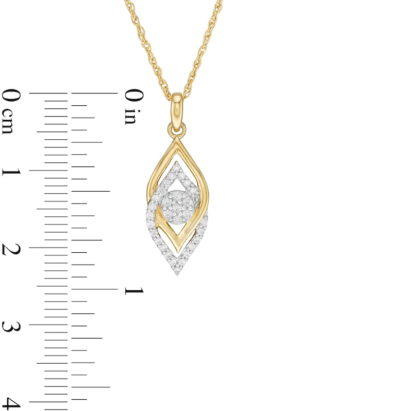 Main Image 3 of 0.15 CT. T.W. Composite Diamond Interlocking Flames Pendant in 10K Gold