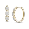 Thumbnail Image 1 of 0.25 CT. T.W. Composite Cushion Diamond Linear Three Stone Hoop Earrings in 10K Gold