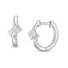 Thumbnail Image 0 of 0.10 CT. T.W. Quad Diamond Bypass Huggie Hoop Earrings in 10K White Gold