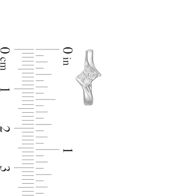 0.10 CT. T.W. Quad Diamond Bypass Huggie Hoop Earrings in 10K White Gold