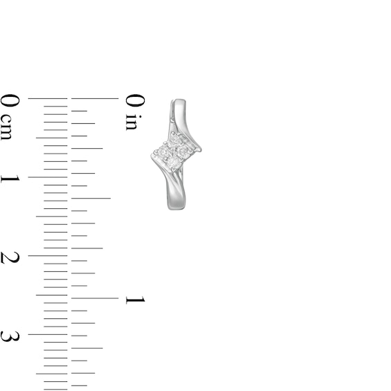 0.10 CT. T.W. Quad Diamond Bypass Huggie Hoop Earrings in 10K White Gold