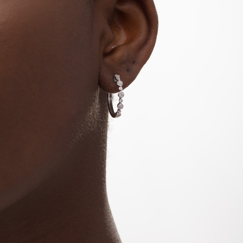 0.25 CT. T.W. Diamond Alternating Quad Hoop Earrings in 10K White Gold