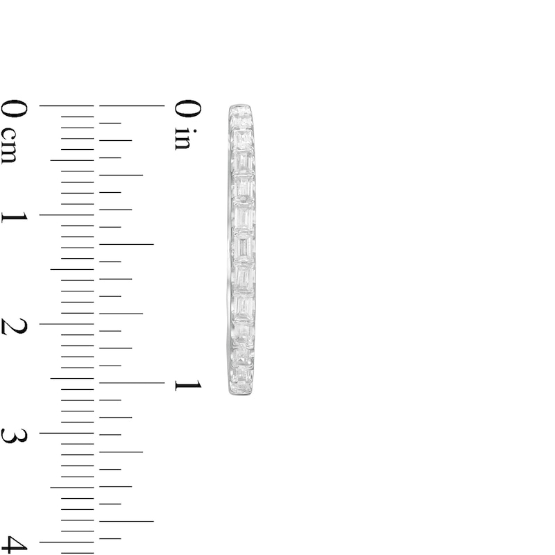 Main Image 3 of 1.00 CT. T.W. Baguette Diamond Hoop Earrings in 10K White Gold