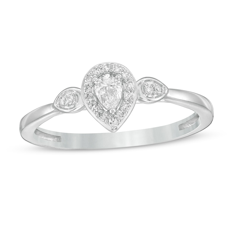 0.16 CT. T.W. Pear-Shaped Diamond Frame Promise Ring in 10K White Gold