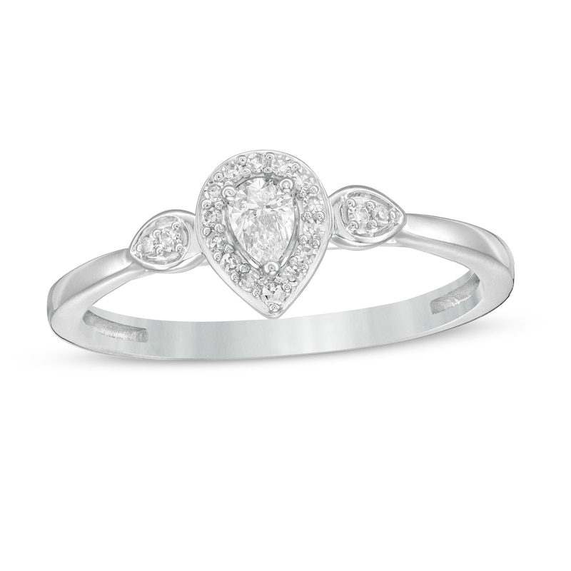 0.16 CT. T.W. Pear-Shaped Diamond Frame Promise Ring in 10K White Gold|Peoples Jewellers