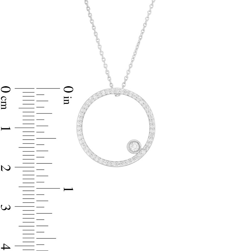 Main Image 3 of Marilyn Monroe™ Collection 0.23 CT. T.W. Diamond Circle Pendant in 10K White Gold