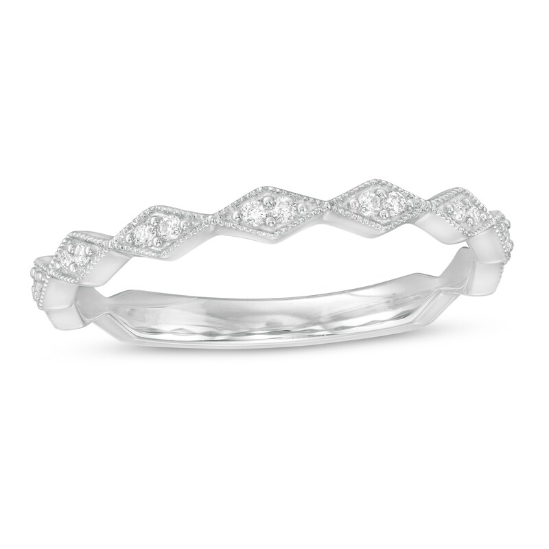 0.05 CT. T.W. Diamond Vintage-Style Art Deco Anniversary Band 10K Gold