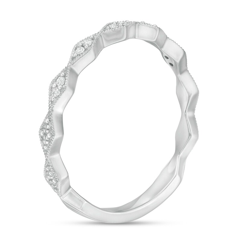 Main Image 3 of 0.05 CT. T.W. Diamond Vintage-Style Art Deco Anniversary Band in 10K White Gold