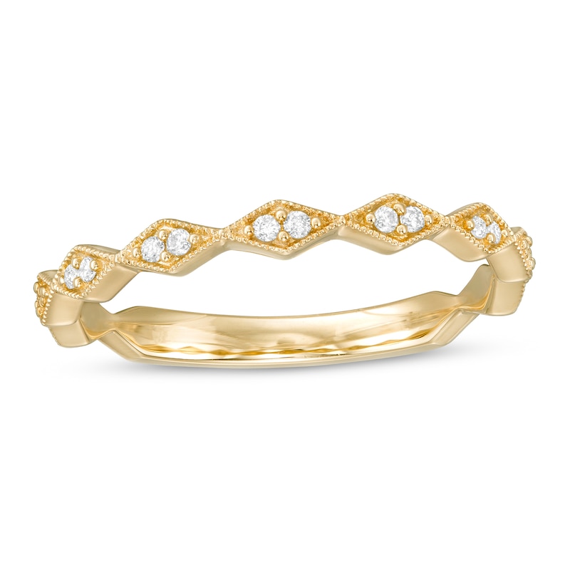 0.05 CT. T.W. Diamond Vintage-Style Art Deco Anniversary Band 10K Gold