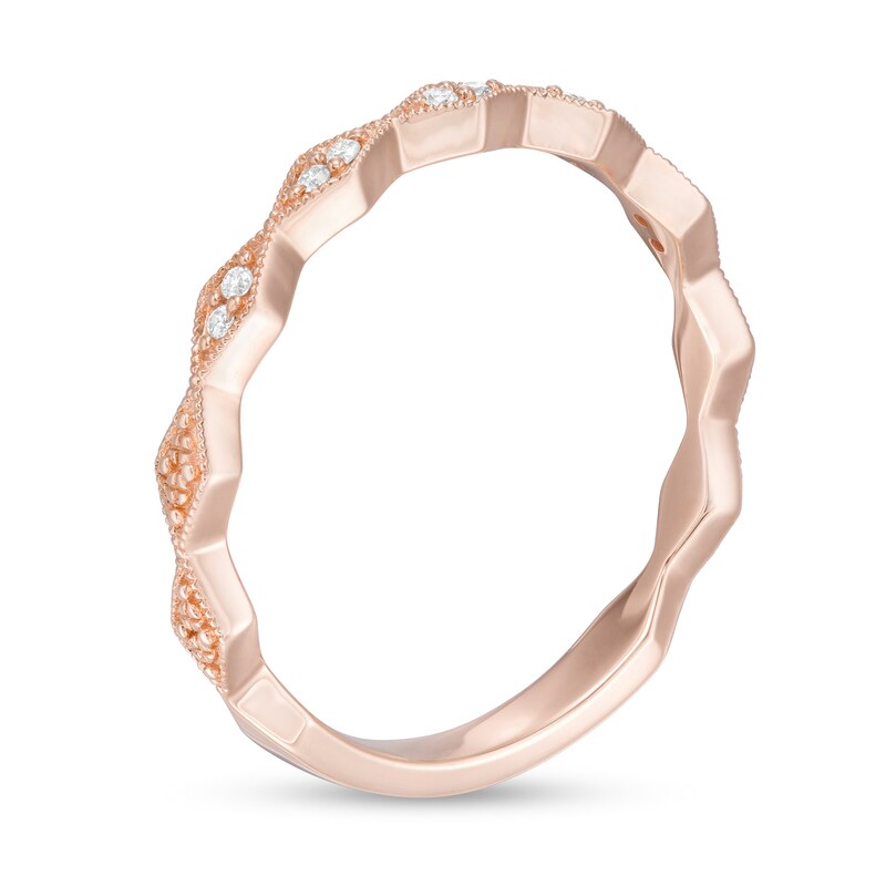 0.05 CT. T.W. Diamond Vintage-Style Art Deco Anniversary Band 10K Rose Gold