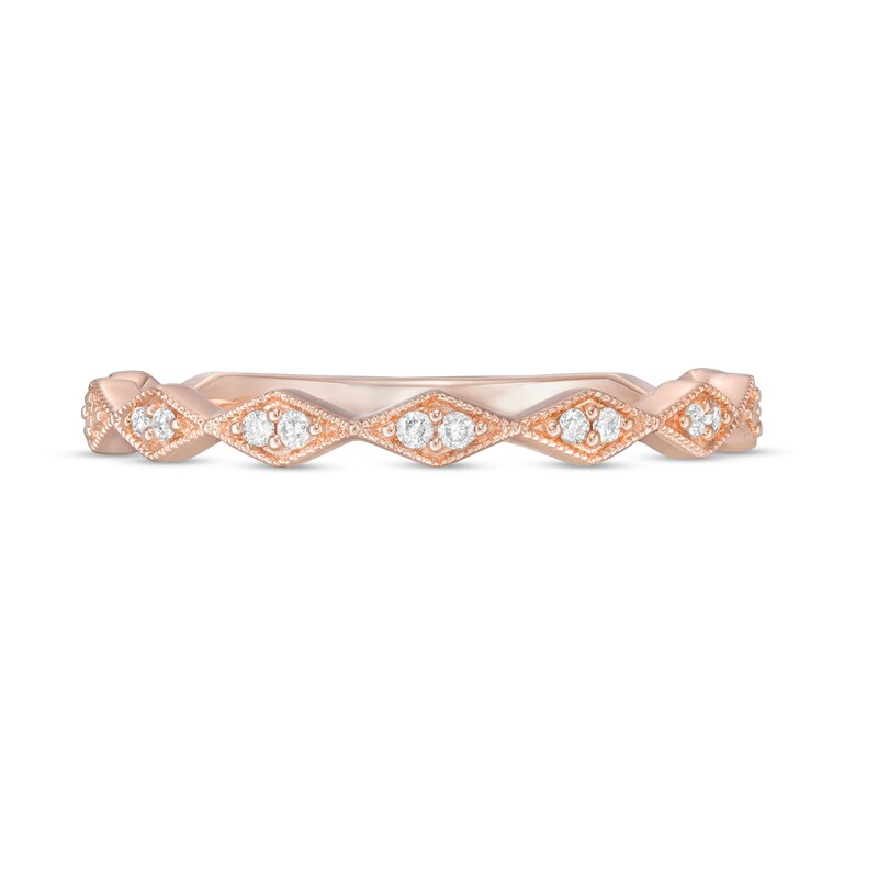 0.05 CT. T.W. Diamond Vintage-Style Art Deco Anniversary Band 10K Rose Gold