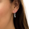 Thumbnail Image 2 of 0.15 CT. T.W. Composite Diamond Three Stone Ribbon Drop Earrings in Sterling Silver