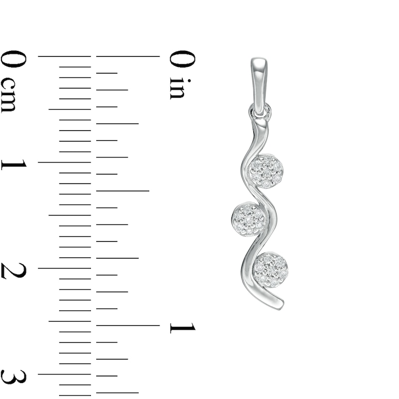 0.15 CT. T.W. Composite Diamond Three Stone Ribbon Drop Earrings in Sterling Silver