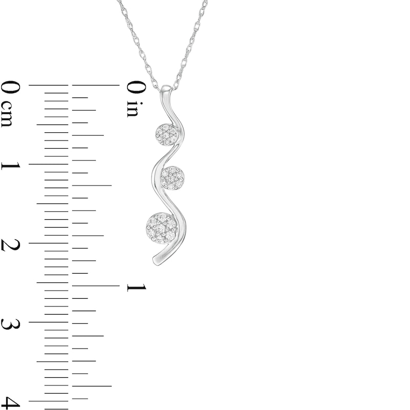 0.10 CT. T.W. Composite Diamond Three Stone Ribbon Pendant in Sterling Silver