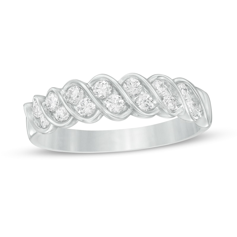 Main Image 1 of 0.38 CT. T.W. Diamond Swirl Anniversary Band in 10K White Gold
