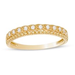 0.09 CT. T.W. Diamond Vintage-Style Double Row Anniversary Band in 10K Gold