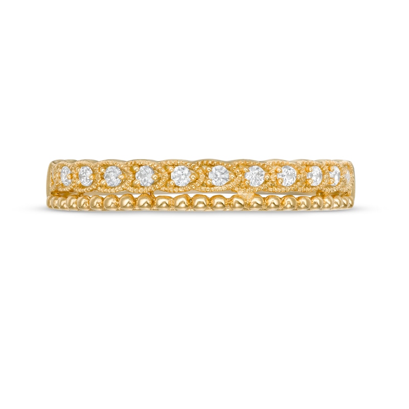 0.09 CT. T.W. Diamond Vintage-Style Double Row Anniversary Band in 10K Gold|Peoples Jewellers
