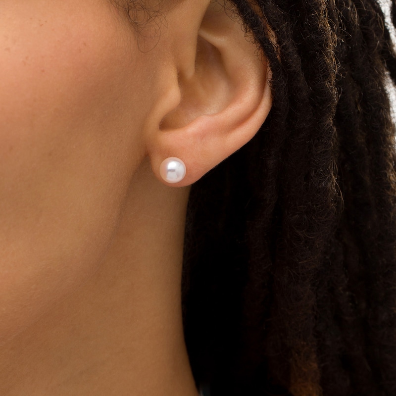 Main Image 2 of IMPERIAL® 7.0-7.5mm Akoya Cultured Pearl Stud Earrings in 14K Gold