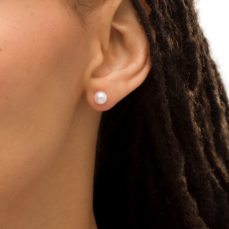 Main Image 2 of IMPERIAL® 6.0-6.5mm Akoya Cultured Pearl Stud Earrings in 14K Gold