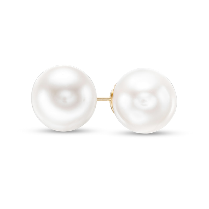 Main Image 1 of IMPERIAL® 9.0-10.0mm Freshwater Cultured Pearl Stud Earrings in 14K Gold