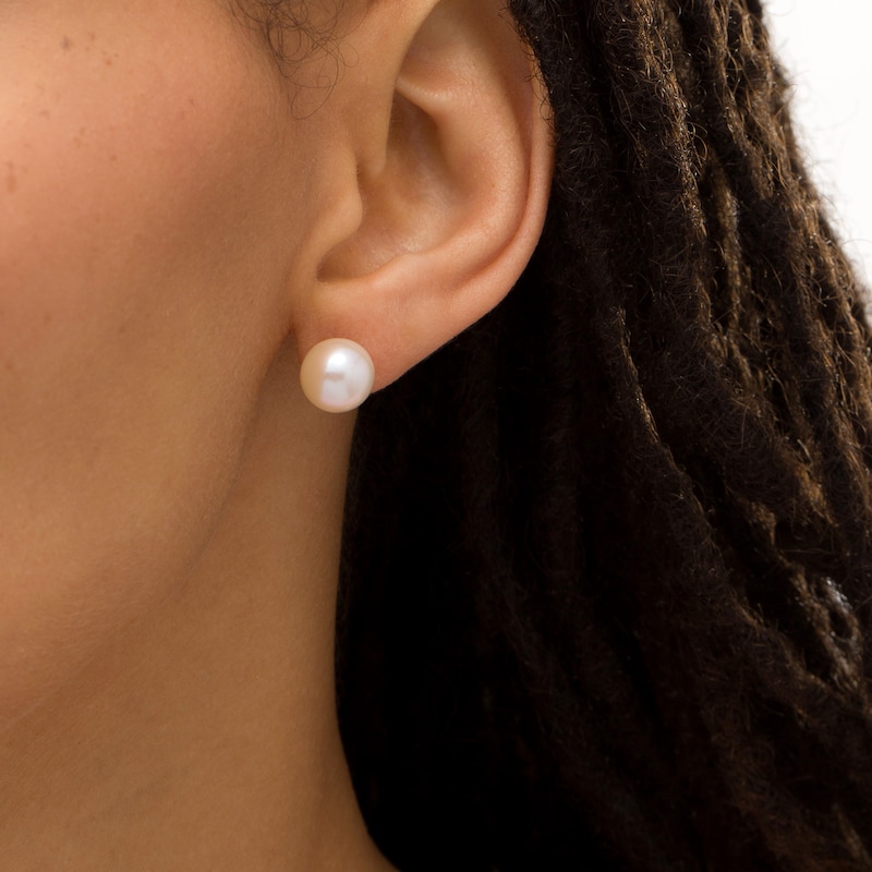 IMPERIAL® 9.0-10.0mm Cultured Freshwater Pearl Stud Earrings in 14K Gold
