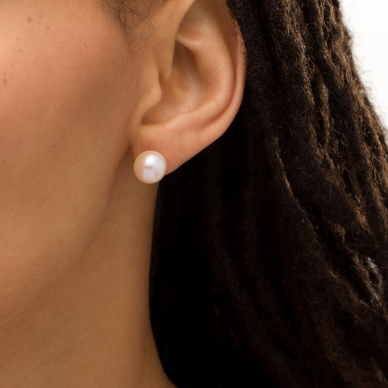 Main Image 2 of IMPERIAL® 9.0-10.0mm Freshwater Cultured Pearl Stud Earrings in 14K Gold