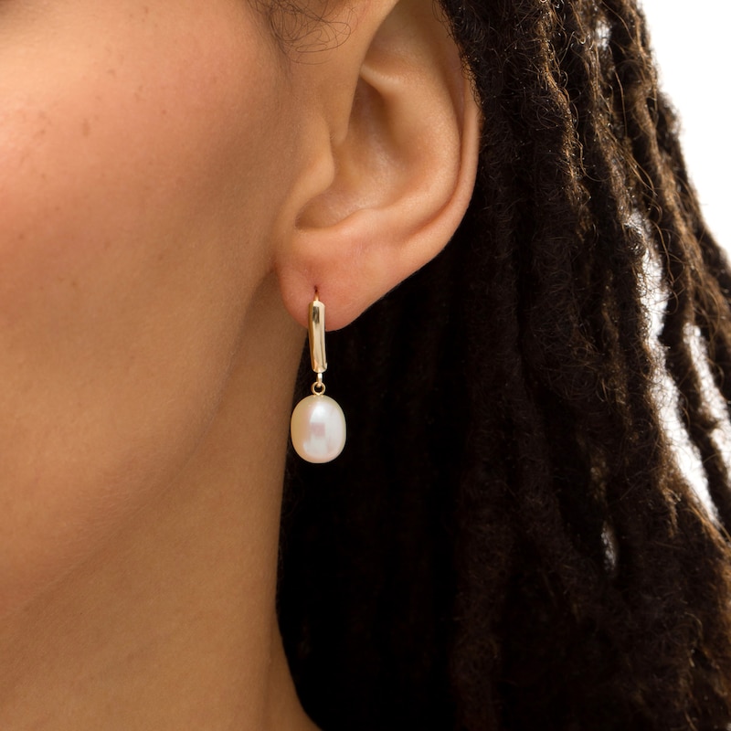 IMPERIAL® 8.0-9.0mm Baroque Cultured Freshwater Pearl Drop Earrings in 14K Gold