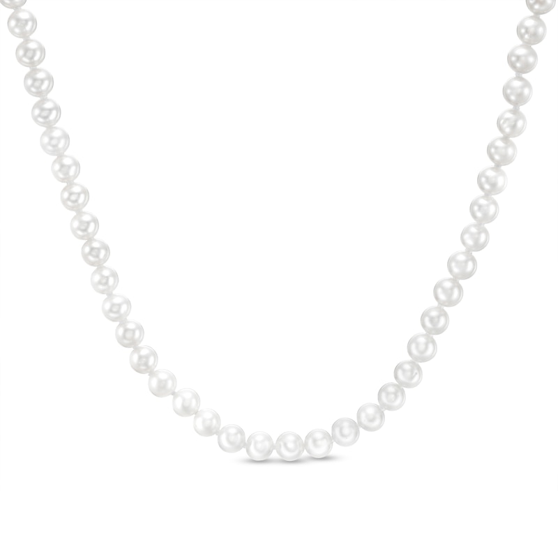 IMPERIAL® 5.0-6.0mm Cultured Freshwater Pearl Strand Necklace with 14K Gold Fish-Hook Clasp - 16"