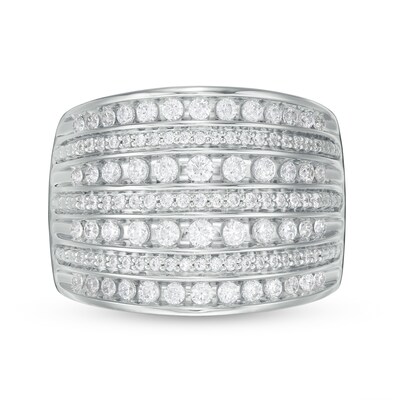 1.00 CT. T.W. Diamond Multi-Row Anniversary Band in 10K White Gold