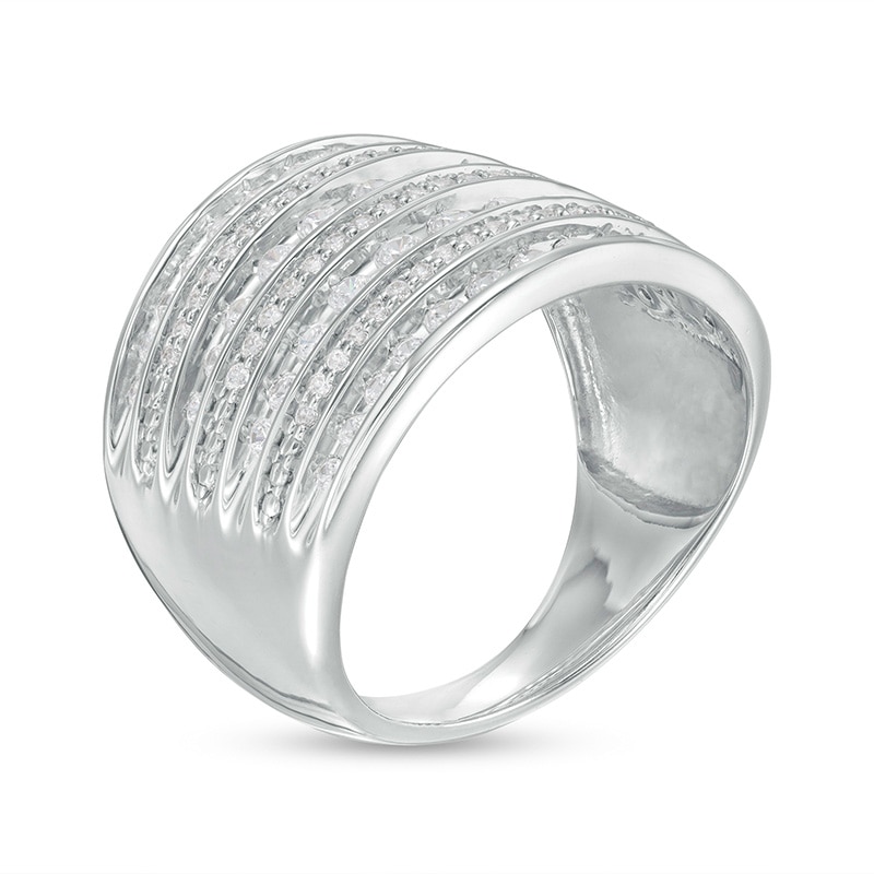 Main Image 3 of 1.00 CT. T.W. Diamond Multi-Row Anniversary Band in 10K White Gold