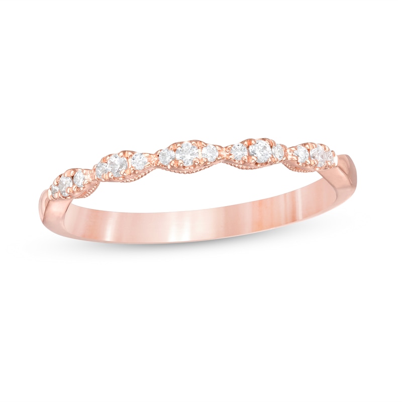 0.12 CT. T.W. Diamond Vintage-Style Scallop Edge Anniversary Band in 10K Rose Gold|Peoples Jewellers