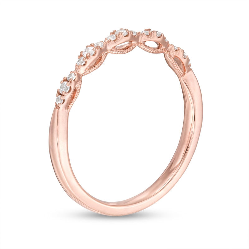 0.12 CT. T.W. Diamond Vintage-Style Scallop Edge Anniversary Band 10K Rose Gold