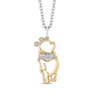 Disney Treasures Winnie the Pooh 0.04 CT. T.W. Diamond Pendant in 10K Gold - 19"