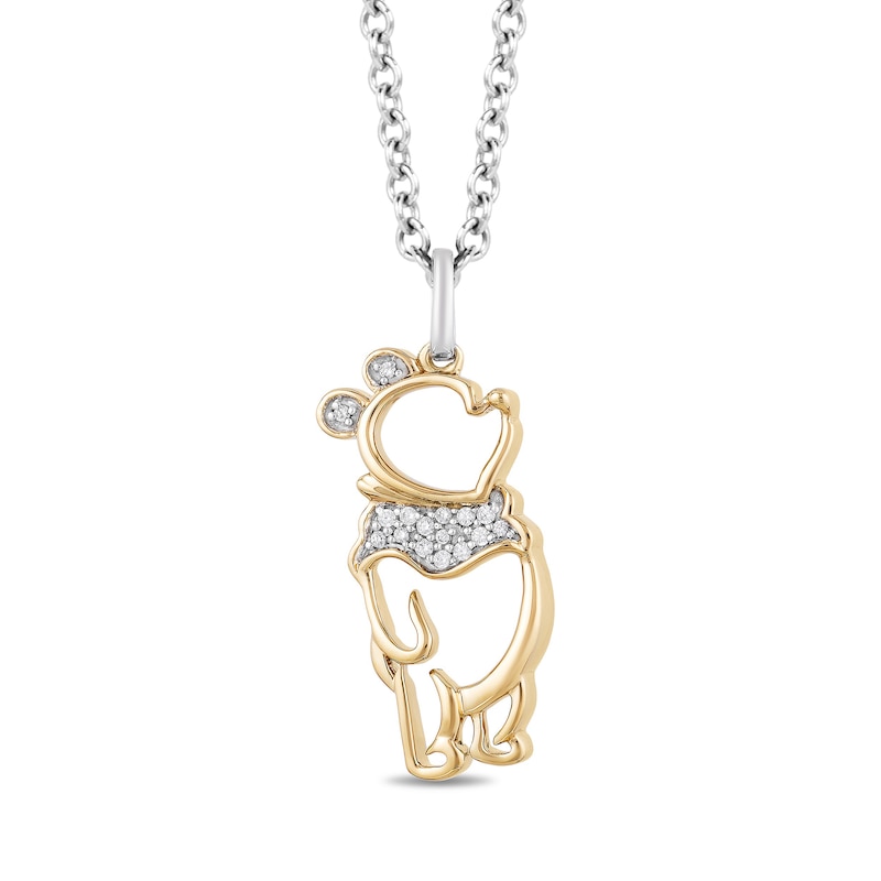 Main Image 1 of Disney Treasures Winnie the Pooh 0.04 CT. T.W. Diamond Pendant in 10K Gold - 19"