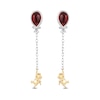 Thumbnail Image 1 of Disney Treasures Winnie the Pooh Garnet and Diamond Accent Balloon Chain Drop Earrings in Sterling Silver and 10K Gold
