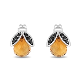 Disney Treasures Winnie the Pooh Citrine and 0.085 CT. T.W. Black Diamond Bee Stud Earrings in Sterling Silver