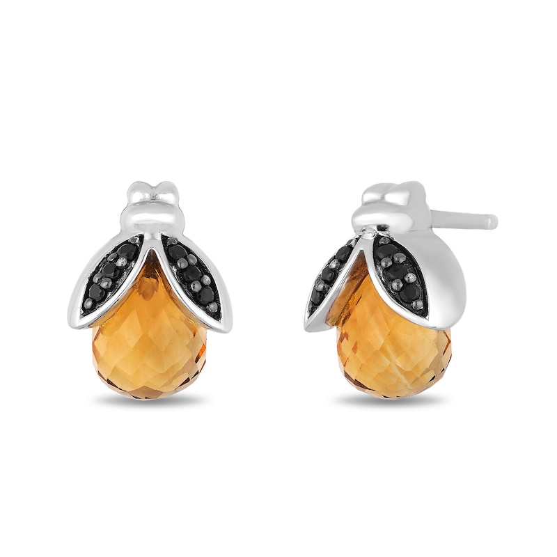 Main Image 2 of Disney Treasures Winnie the Pooh Citrine and 0.085 CT. T.W. Black Diamond Bee Stud Earrings in Sterling Silver