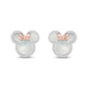 Disney Treasures Minnie Mouse Mother of Pearl and Diamond Outline Stud Earrings in Sterling Silver and 10K Rose Gold