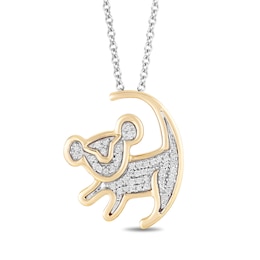 Disney Treasures The Lion King 0.085 CT. T.W. Diamond &quot;Simba&quot; Symbol Pendant in Sterling Silver and 10K Gold - 19&quot;