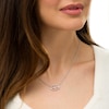 Thumbnail Image 2 of 0.06 CT. T.W. Diamond Sideways Oval "Mom" Necklace in Sterling Silver