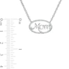 Thumbnail Image 3 of 0.06 CT. T.W. Diamond Sideways Oval "Mom" Necklace in Sterling Silver