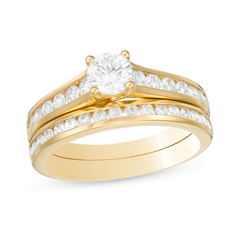 Main Image 1 of 1.25 CT. T.W. Certified Lab-Grown Diamond Bridal Set in 14K Gold (F/SI2)