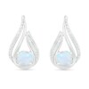 Thumbnail Image 1 of Lab-Created Opal and 0.065 CT. T.W. Diamond Flame Drop Earrings in Sterling Silver
