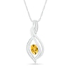 Thumbnail Image 1 of Oval Citrine and 0.04 CT. T.W. Diamond Flame Drop Pendant in Sterling Silver